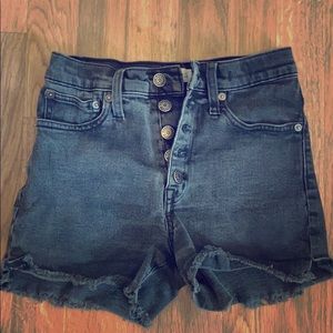 Madewell high-rise black denim shorts